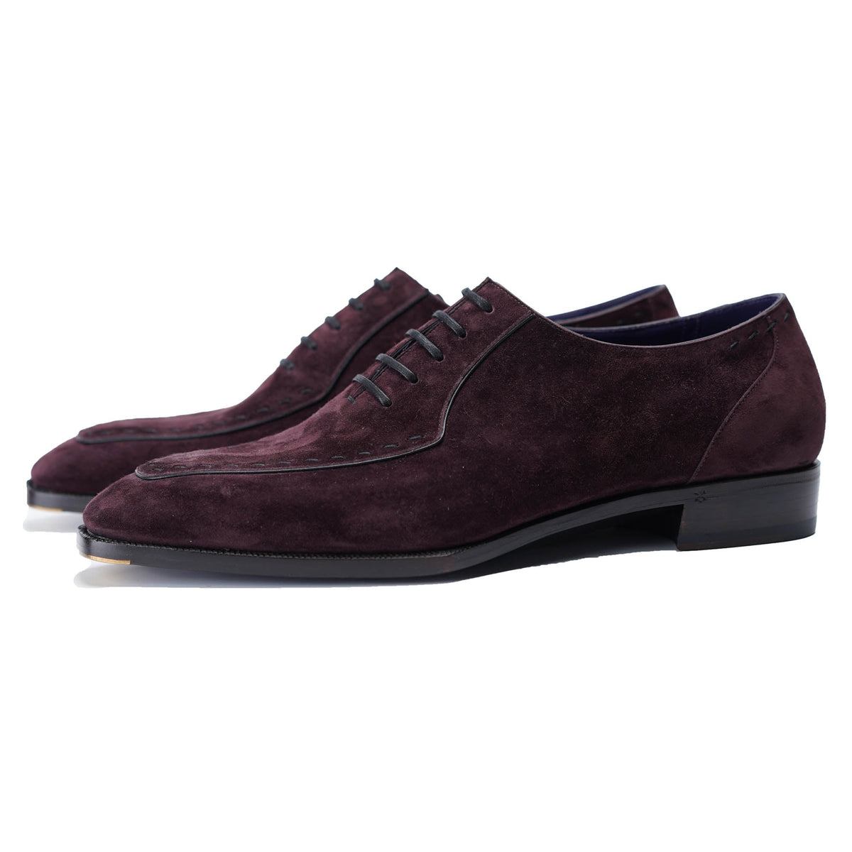 Baby Calf Suede Norwegian Oxford Shoes#Color_Wine Red