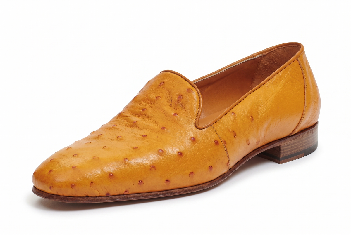Handmade Ostrich skin texture Leather Slip-On Shoes for Men | PelleVista