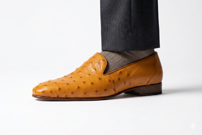 Handmade Ostrich skin texture Leather Slip-On Shoes for Men | PelleVista