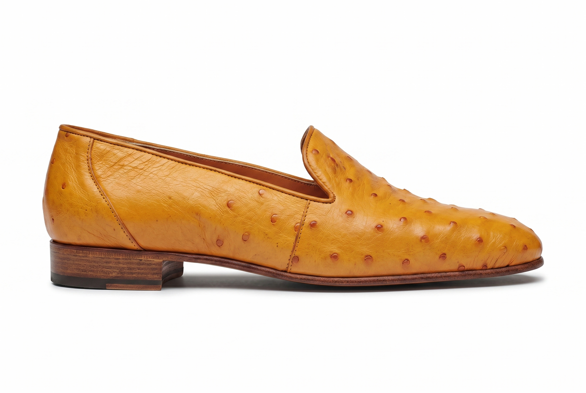 Handmade Ostrich skin texture Leather Slip-On Shoes for Men | PelleVista