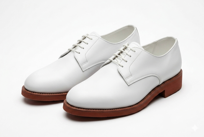 Handmade White Leather Apron Toe Oxford Dress Shoes for Men