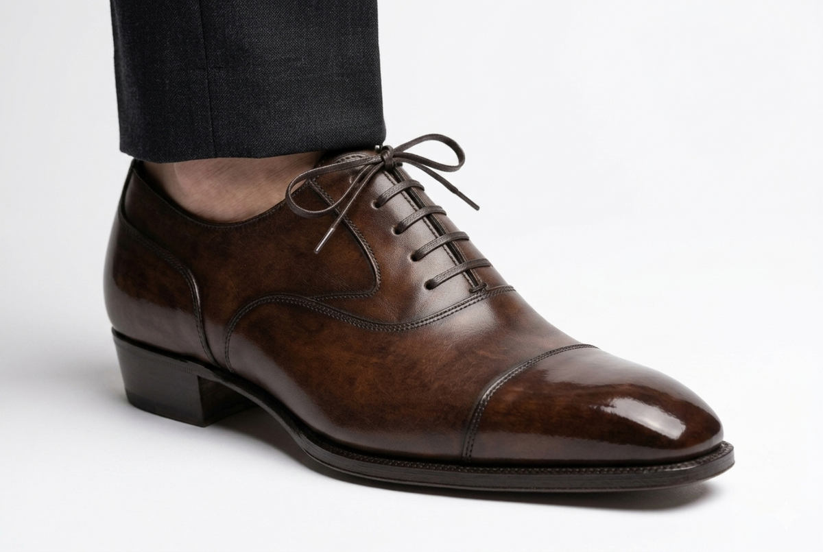 Men's Dark Brown Leather Oxford Shoes — Handmade | PelleVista