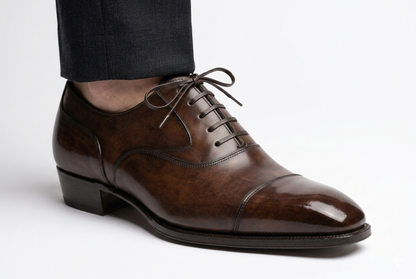 Men's Dark Brown Leather Oxford Shoes — Handmade | PelleVista