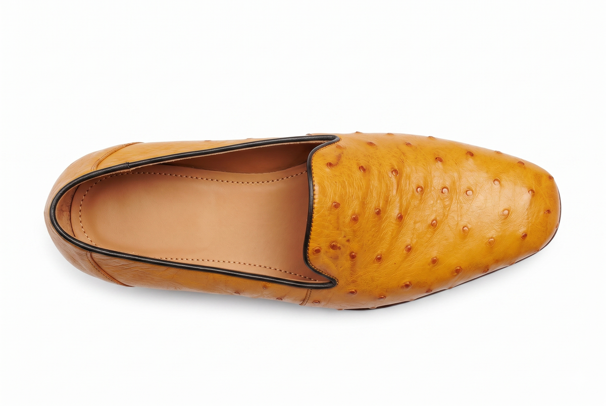 Handmade Ostrich skin texture Leather Slip-On Shoes for Men | PelleVista