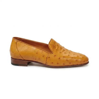 Handmade Ostrich Leather Loafers - Premium Slip-On Dress Shoes for Men