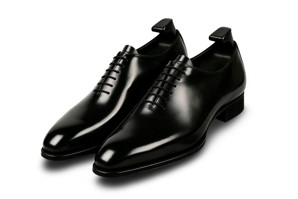 Men's Handmade Black Leather Wholecut Oxford Dress Shoes | PelleVista