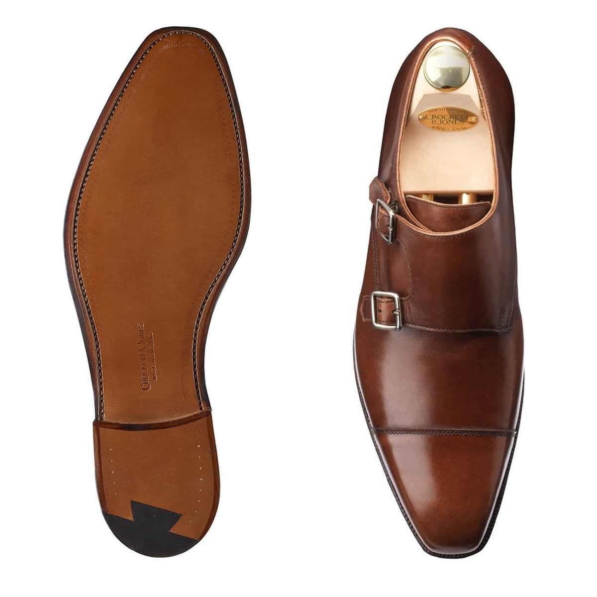 Lowndes Double Monk Shoe – Dark Brown Burnished Calf | Leather Sole | Pellevista