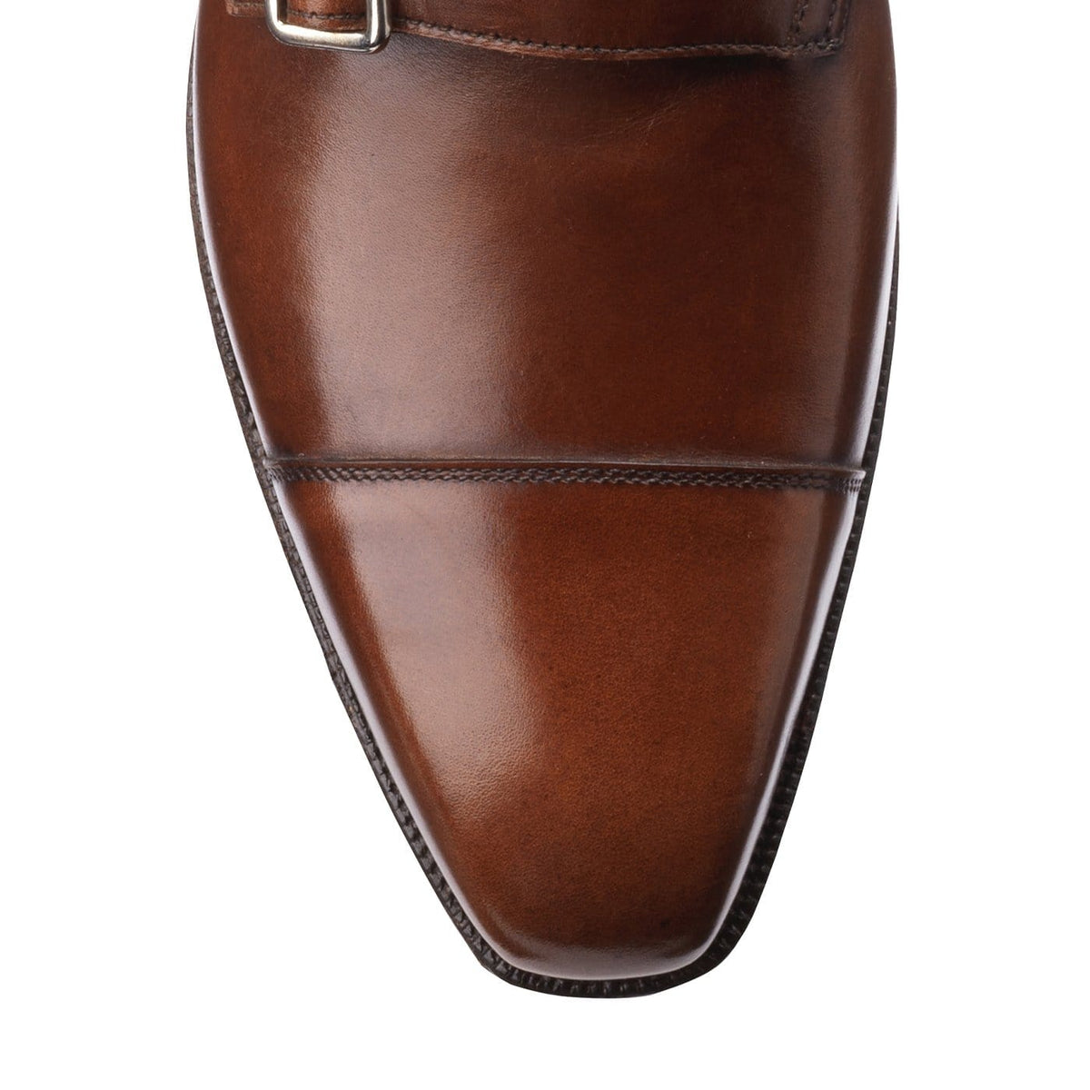 Lowndes Double Monk Shoe – Dark Brown Burnished Calf | Leather Sole | Pellevista