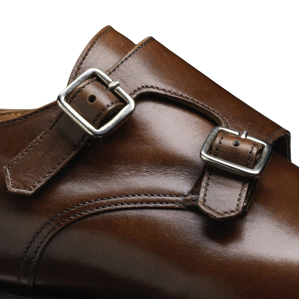 Lowndes Double Monk Shoe – Dark Brown Burnished Calf | Leather Sole | Pellevista