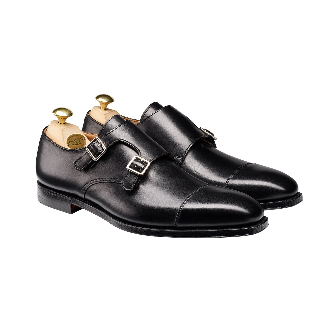 Lowndes Double Monk Shoe – Black Calf Leather | Leather Sole | Pellevista