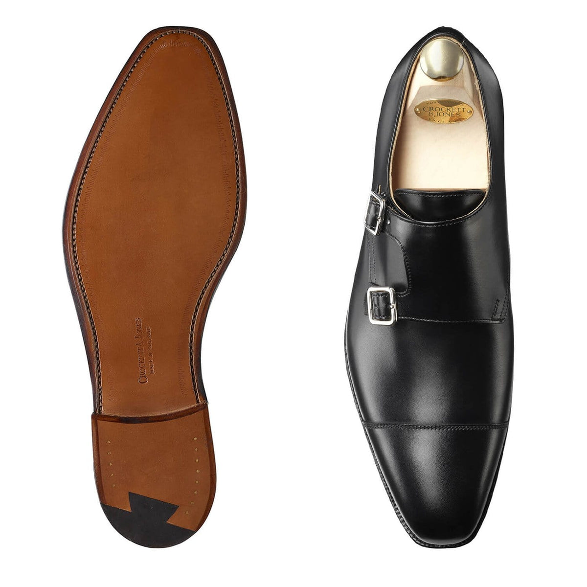 Lowndes Double Monk Shoe – Black Calf Leather | Leather Sole | Pellevista