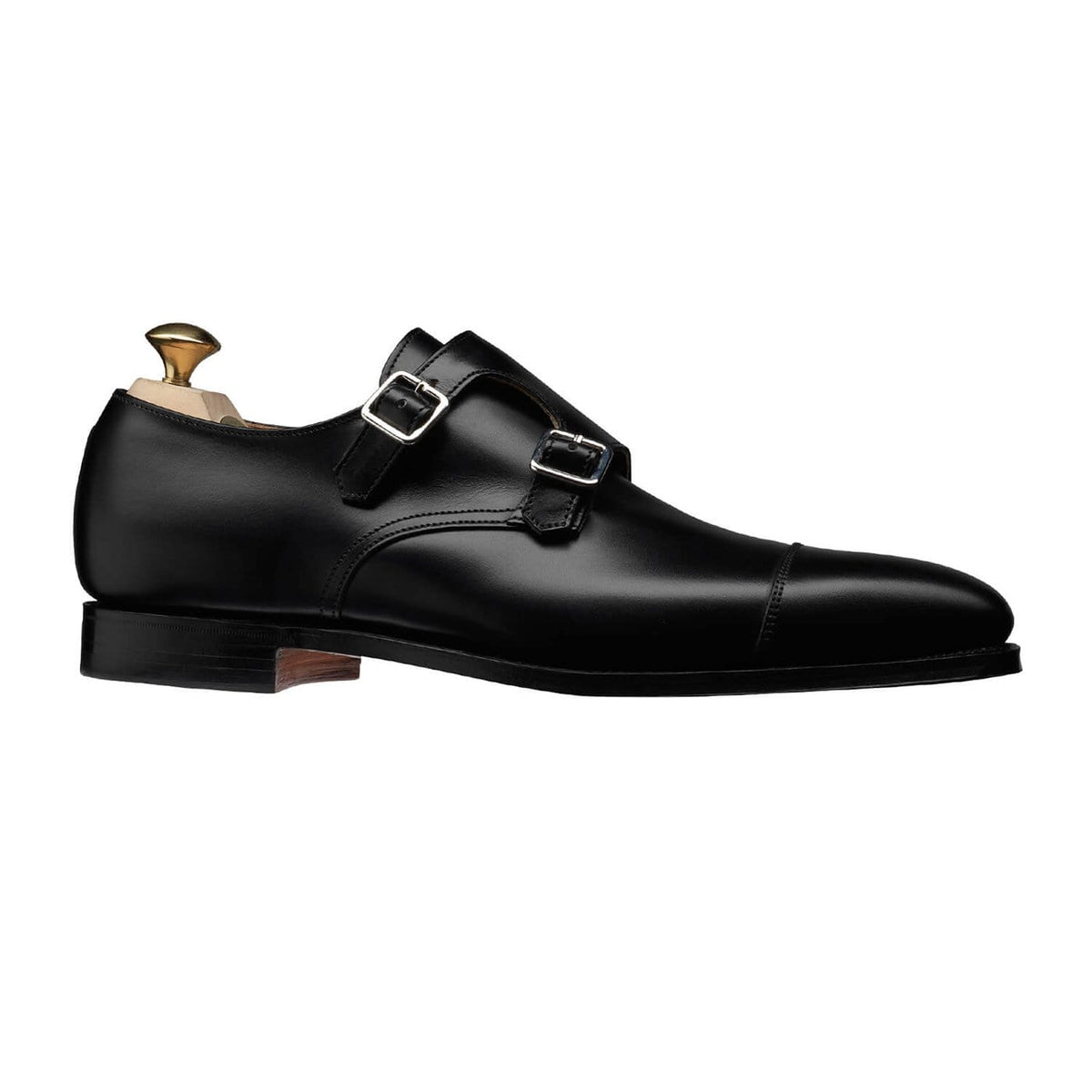 Lowndes Double Monk Shoe – Black Calf Leather | Leather Sole | Pellevista
