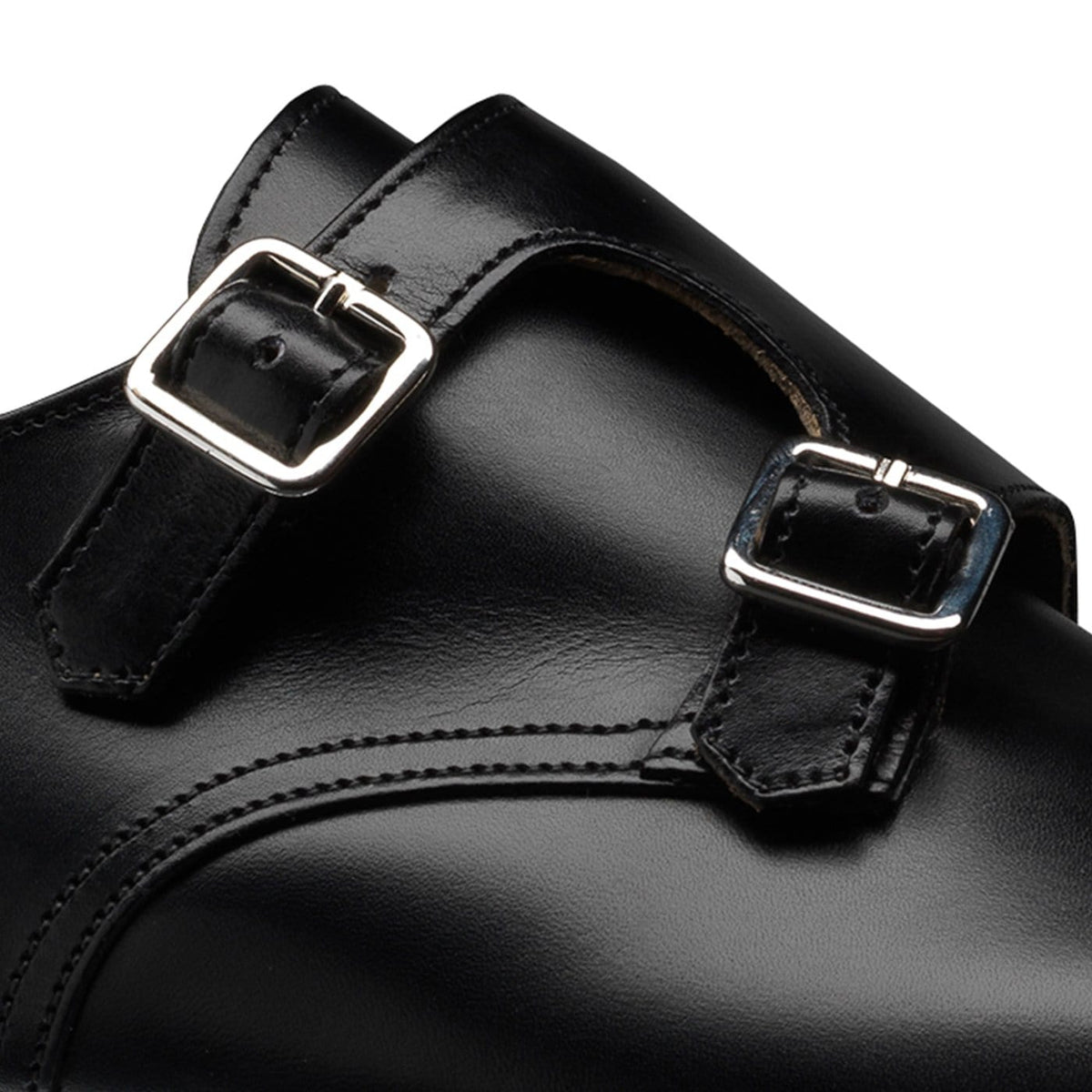 Lowndes Double Monk Shoe – Black Calf Leather | Leather Sole | Pellevista