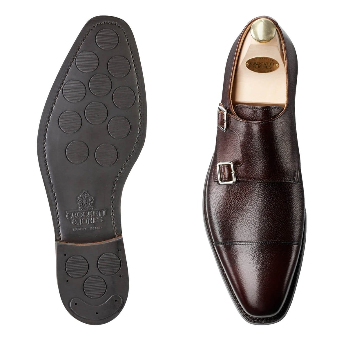 Lowndes Double Monk Shoe – Dark Brown Pebble Grain | City Sole | Pellevista