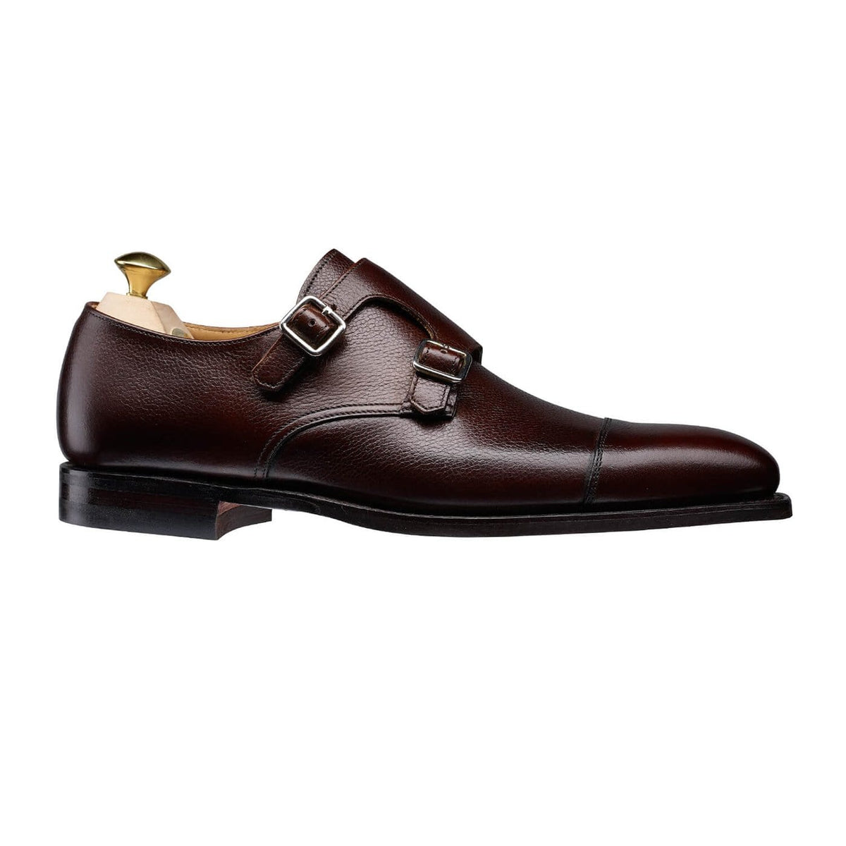 Lowndes Double Monk Shoe – Dark Brown Pebble Grain | City Sole | Pellevista