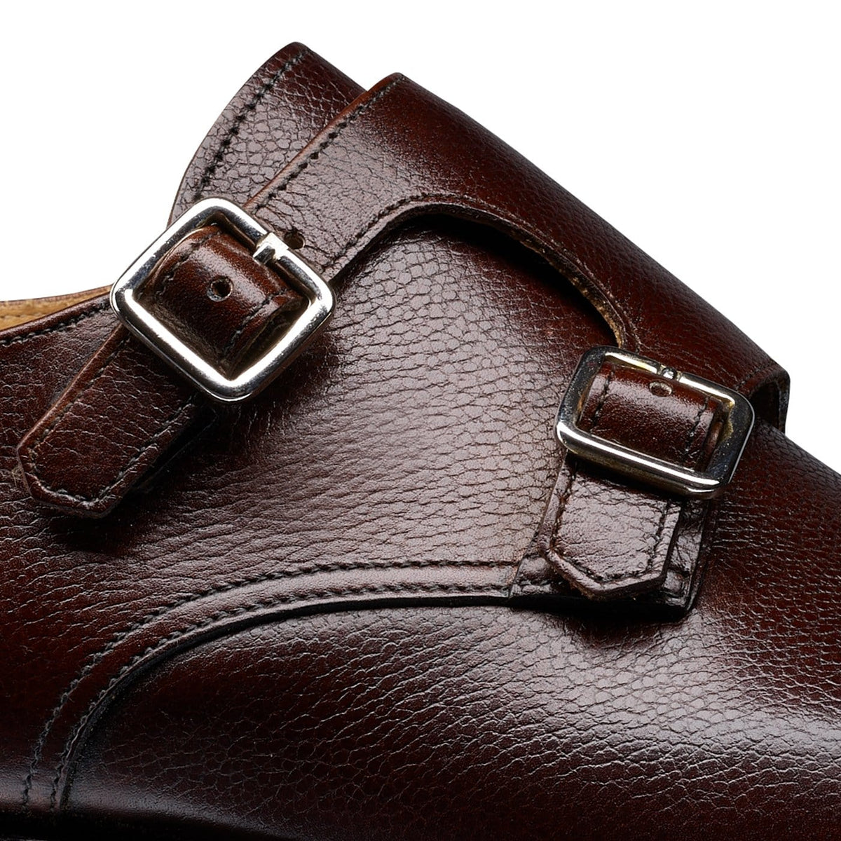 Lowndes Double Monk Shoe – Dark Brown Pebble Grain | City Sole | Pellevista