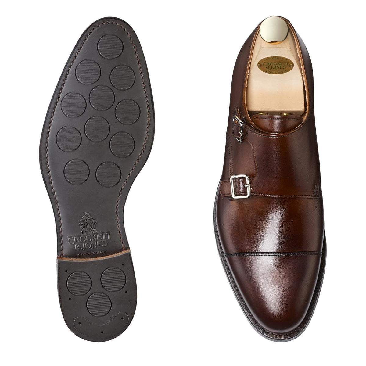 Lowndes 4 Double Monk Shoe – Dark Brown Burnished Calf | City Sole | Pellevista