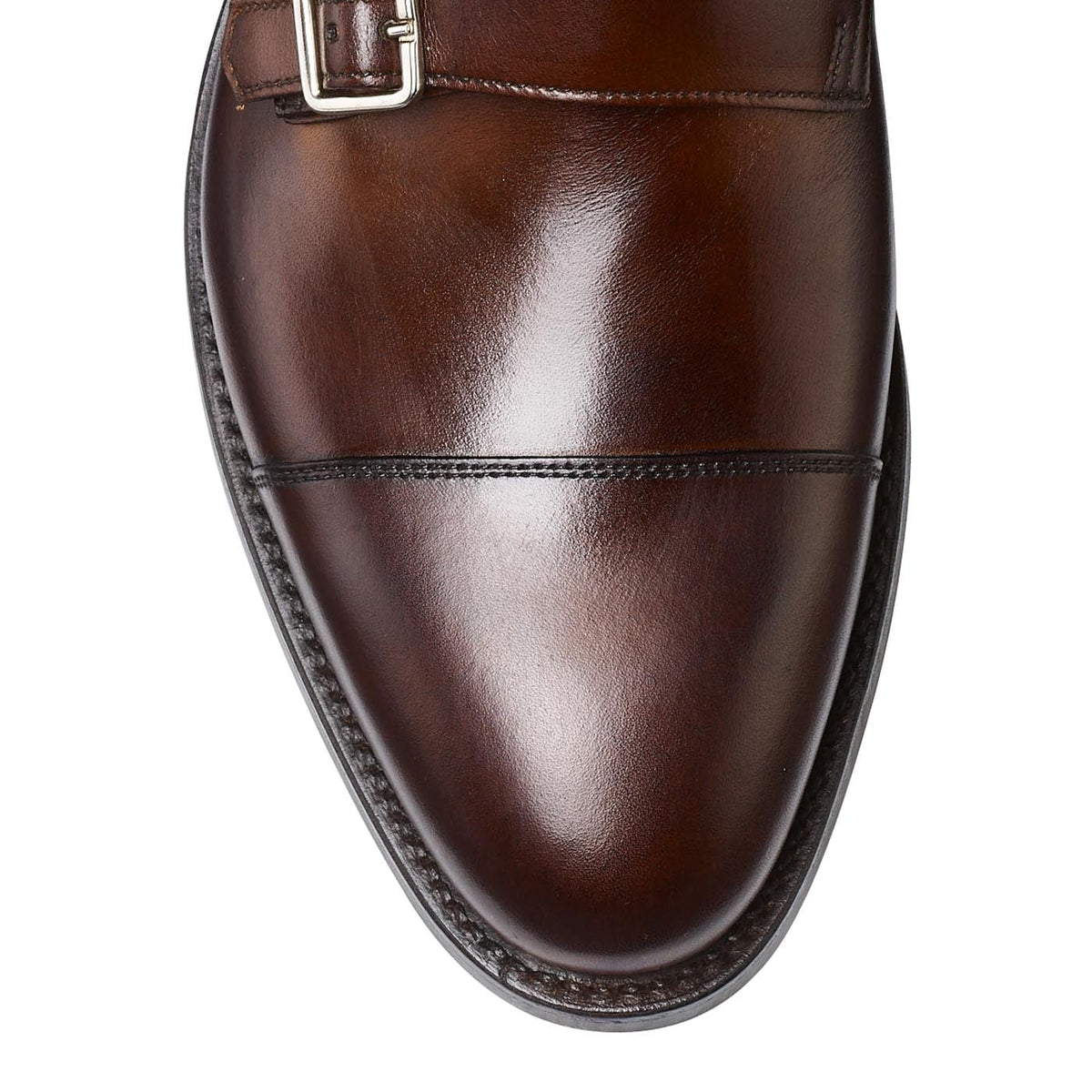 Lowndes 4 Double Monk Shoe – Dark Brown Burnished Calf | City Sole | Pellevista