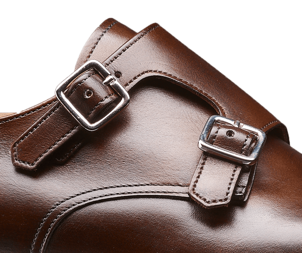 Lowndes 4 Double Monk Shoe – Dark Brown Burnished Calf | City Sole | Pellevista