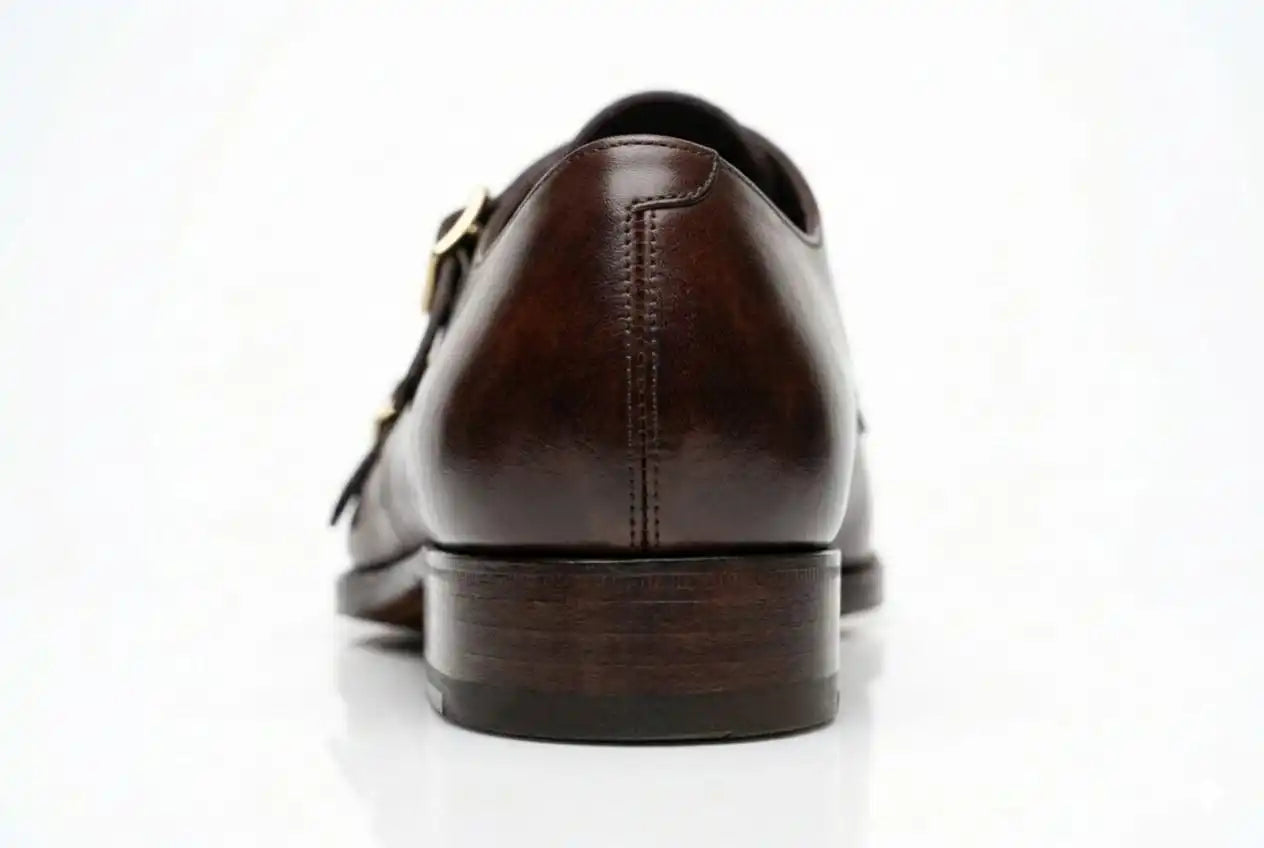 Brown Cap-Toe Double Monk Strap