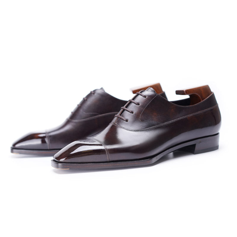Museum Box Calf Balmoral Oxford Shoes#Color_Dark Brown