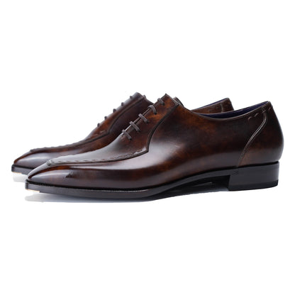 Museum Box Calf Norwegian Oxford Shoes#Color_Dark Brown