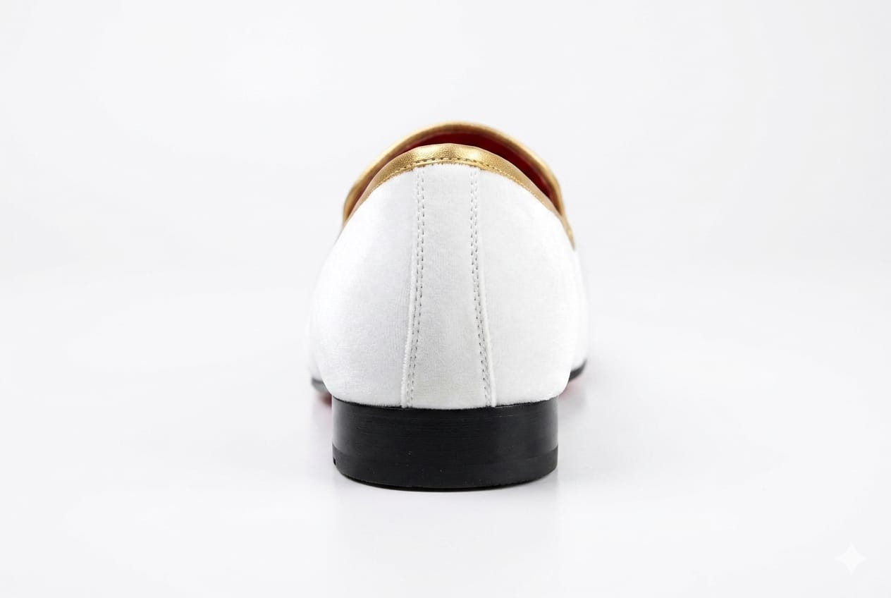 Bianco Tassel Loafer — White Leather Slip-On with Gold Hardware &amp; Red Sole - Pellevista