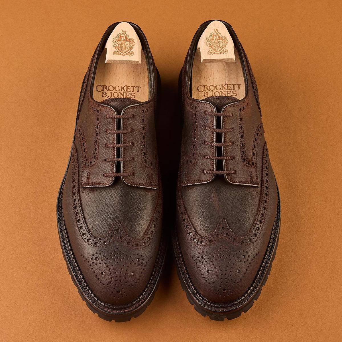 Pembroke Dark Brown Hatch Grain Rough-Out Suede