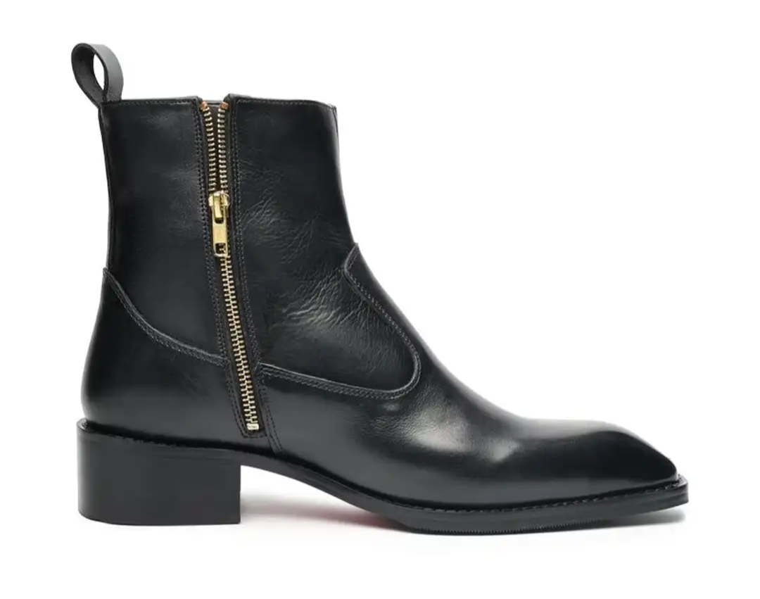 Men's Black Leather Side Zip Ankle Boots – Handmade Luxury Dress Boots