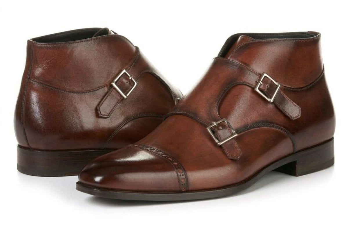 The Heston Double Monk Strap Boot - Oxblood