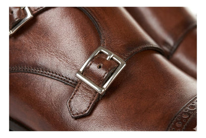 The Heston Double Monk Strap Boot - Brown