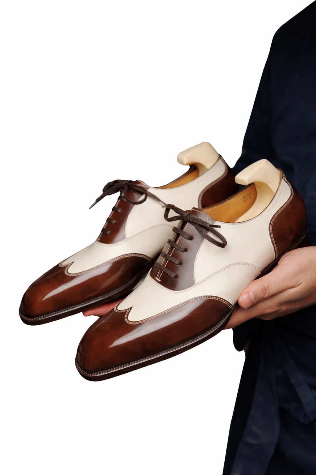 Men’s Spectator Wingtip Oxfords – Brown &amp; White Two-Tone