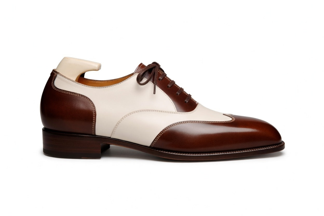 Men’s Spectator Wingtip Oxfords – Brown &amp; White Two-Tone