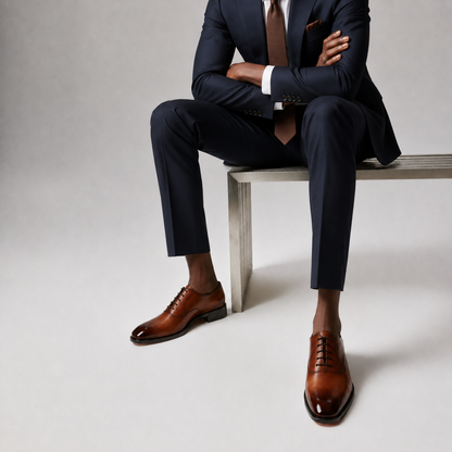Men's Hand-Burnished Brown Leather Oxford Shoes | PelleVista UK