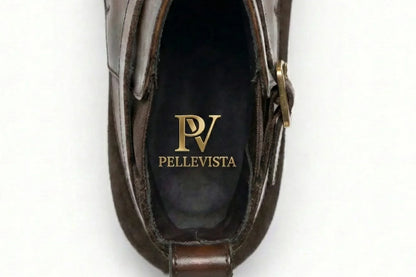 PelleVista Handcrafted Men's Jodhpur Boots | Two-Tone Leather & Suede with Gold Buckle