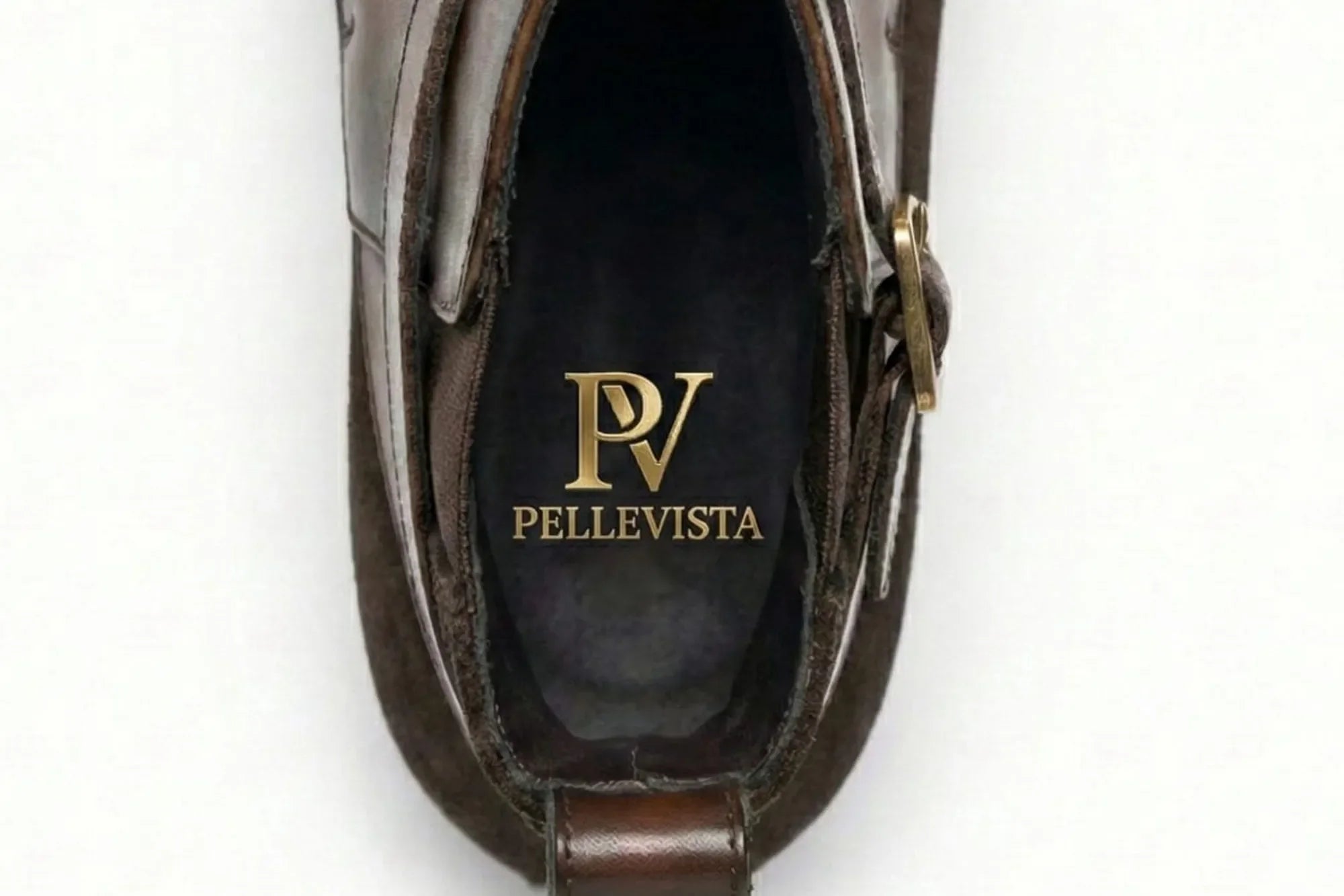 PelleVista Handcrafted Men's Jodhpur Boots | Two-Tone Leather &amp; Suede with Gold Buckle